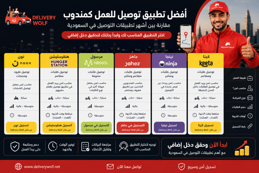 أفضل تطبيق توصيل للعمل كمندوب